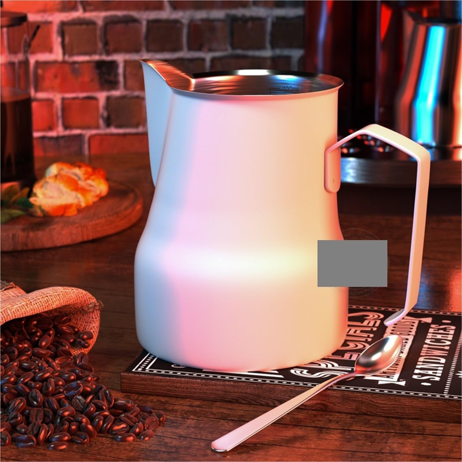 Jarra de espuma leche acero inoxidable, 2 uds., 350/500ML, jarra café con for Espresso, Latte Art, vapor Barista Para Espumar(White 500ml)