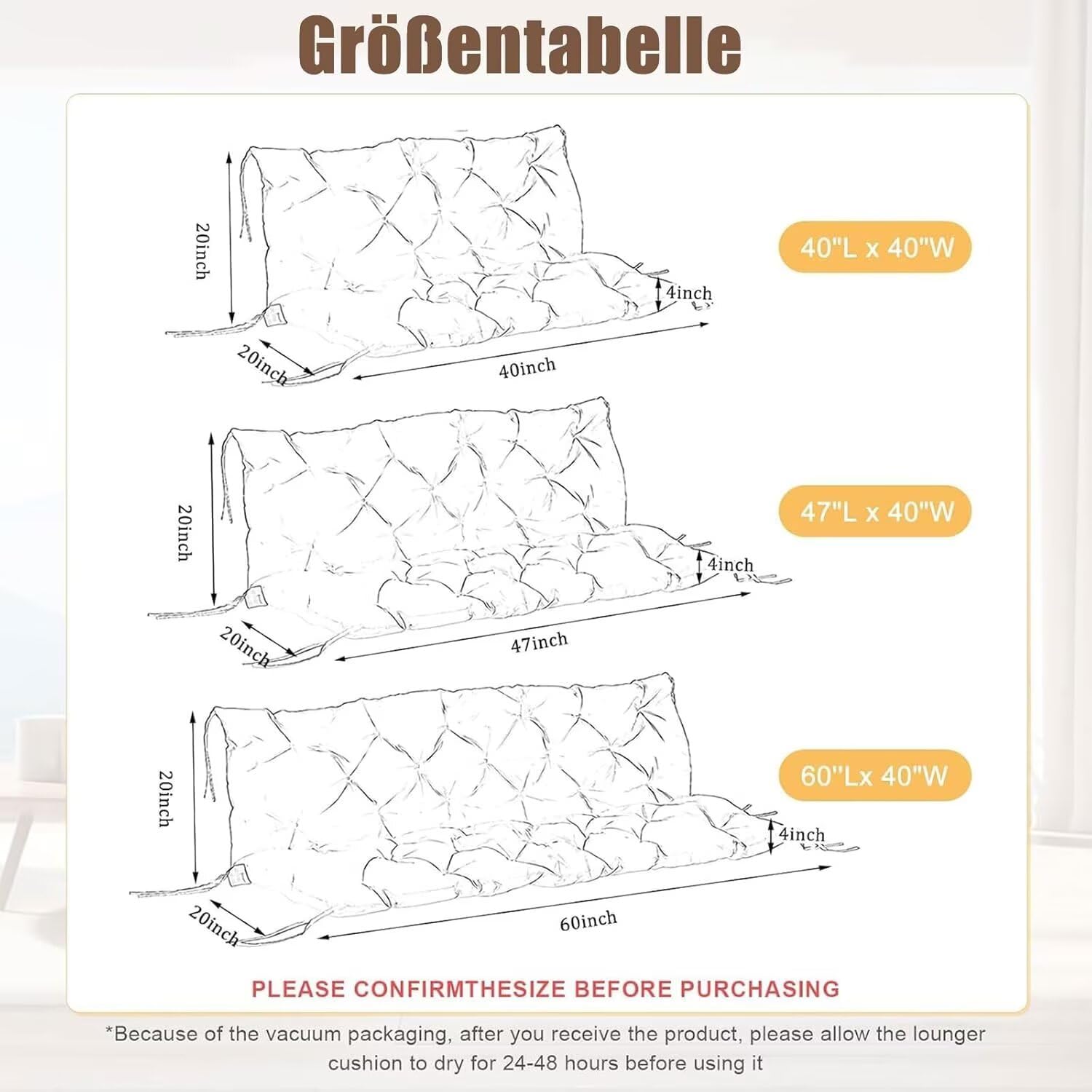 Cuscino impermeabile per dondolo da giardino a 3 posti, con cuscino per sedia per mobili da patio, comodo cuscino per panca elegante decorazione da giardino