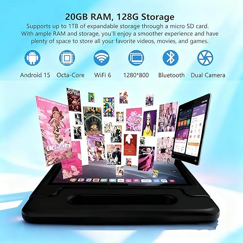 Miniatura 5 de NRKDUBQ Tablet infantil de 11 pulgadas Android 15 20GB + 128GB Octa-Core 8000mAh tableta Todder con funda a prueba de caídas, control parental, WiFi