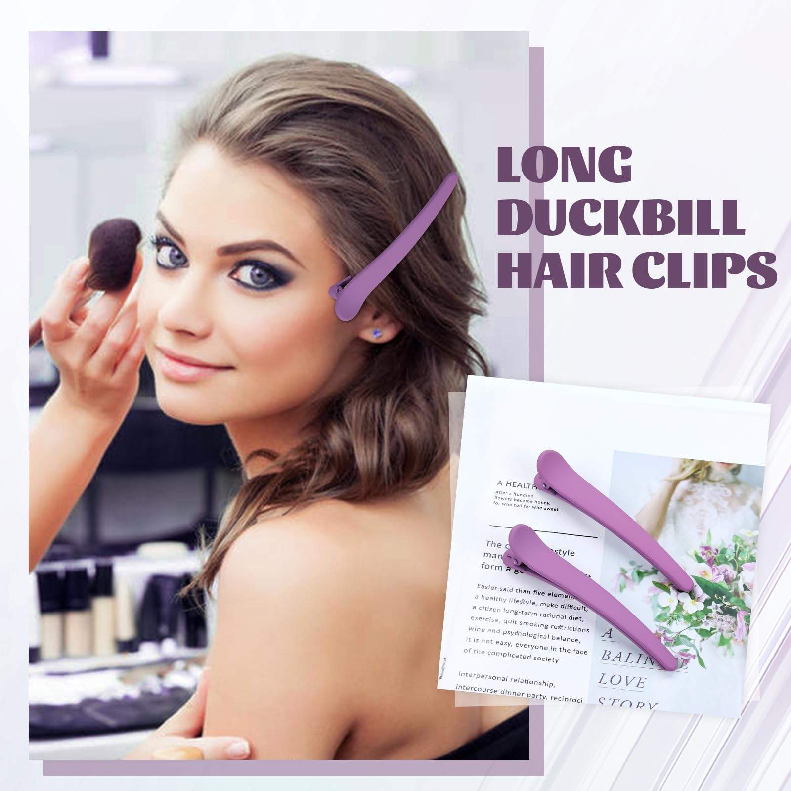 20 piezas/10 pares de pinzas largas de plástico mate de gran tamaño para peluquería peluquería seccionando pico de pato pinzas para el cabello, pasadores, accesorios para mujeres y niñas 5
