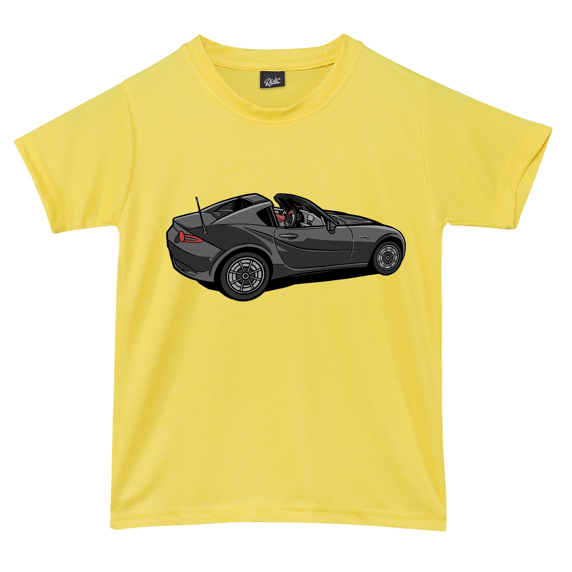 RISH Tshirt for Boys and Kids | Super Soft Quick Dry Fit Fabric Black Sports Car Printed Casuals