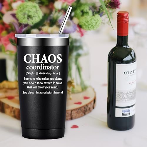 Miniatura 9 de Fufandi Vaso de Coordinador del Caos, regalos de agradecimiento para compañeros de trabajo, enfermera, profesor, jefe, empleado, él, papá,