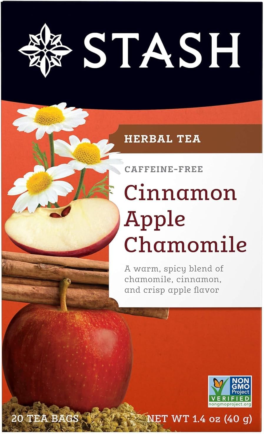 Tea Cinnamon Apple Chamomile Herbal Tea, 20 Count