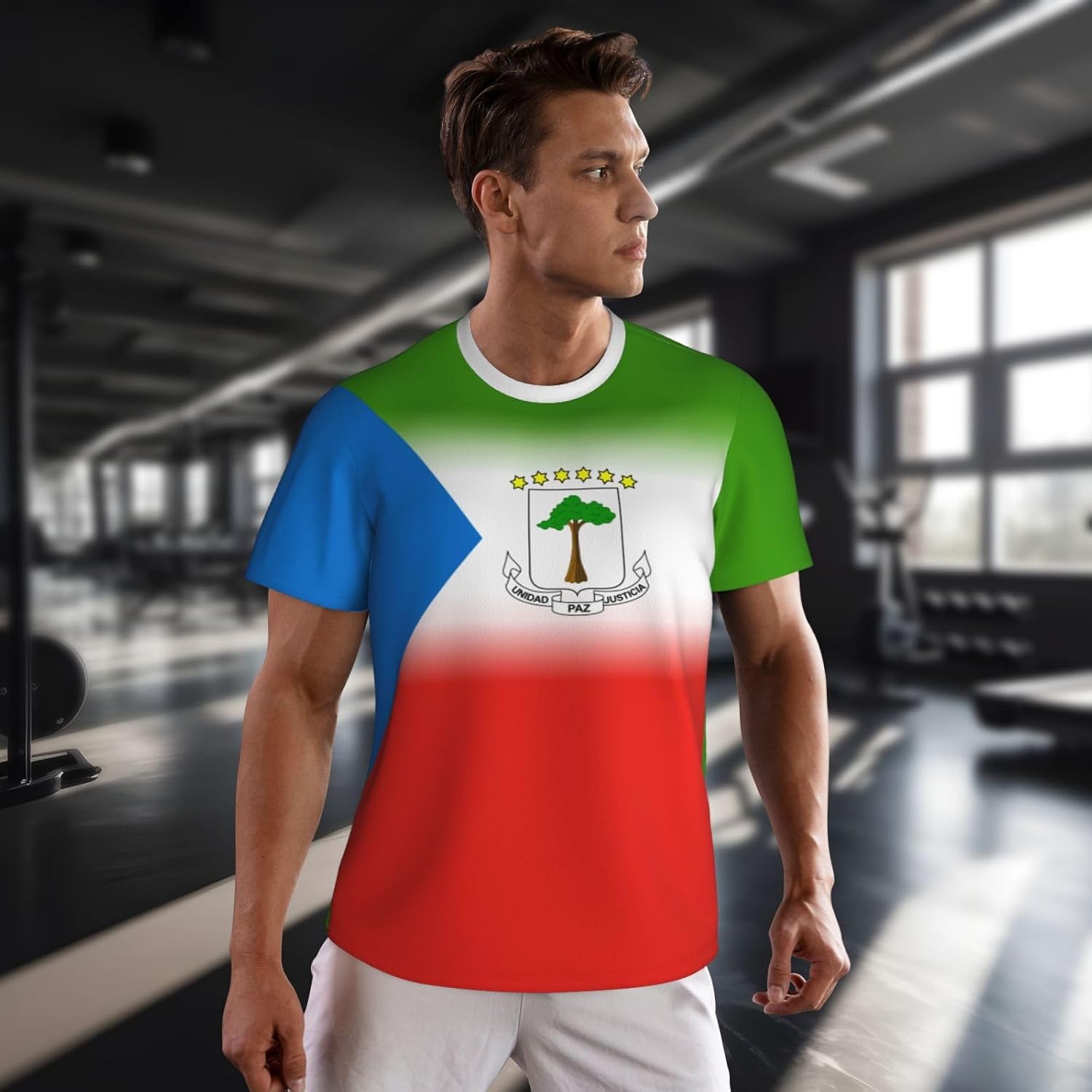 Jersey Mesh T-Shirt Equatorial Guinea Flag Gradient Color 3D Print for Running Cycling Soccer