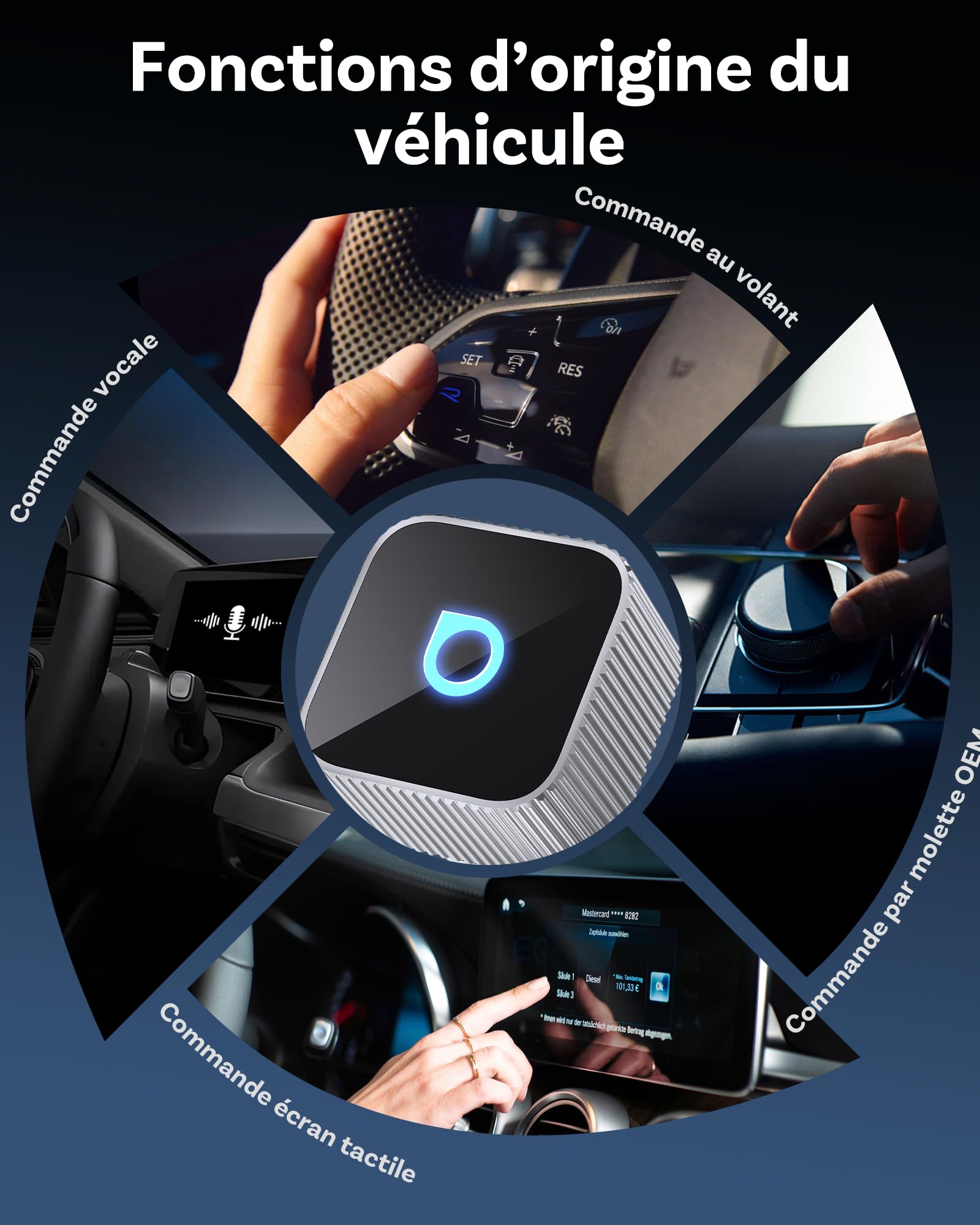 OTTOCAST Mini 3.0 Slim 2026 Upgrade Adaptateur Wireless CarPlay & Android Auto, 2-en-1 Dongle, Conversion du Filaire au sans Fil, Faible Latence, Connexion Auto Rapide, Argent