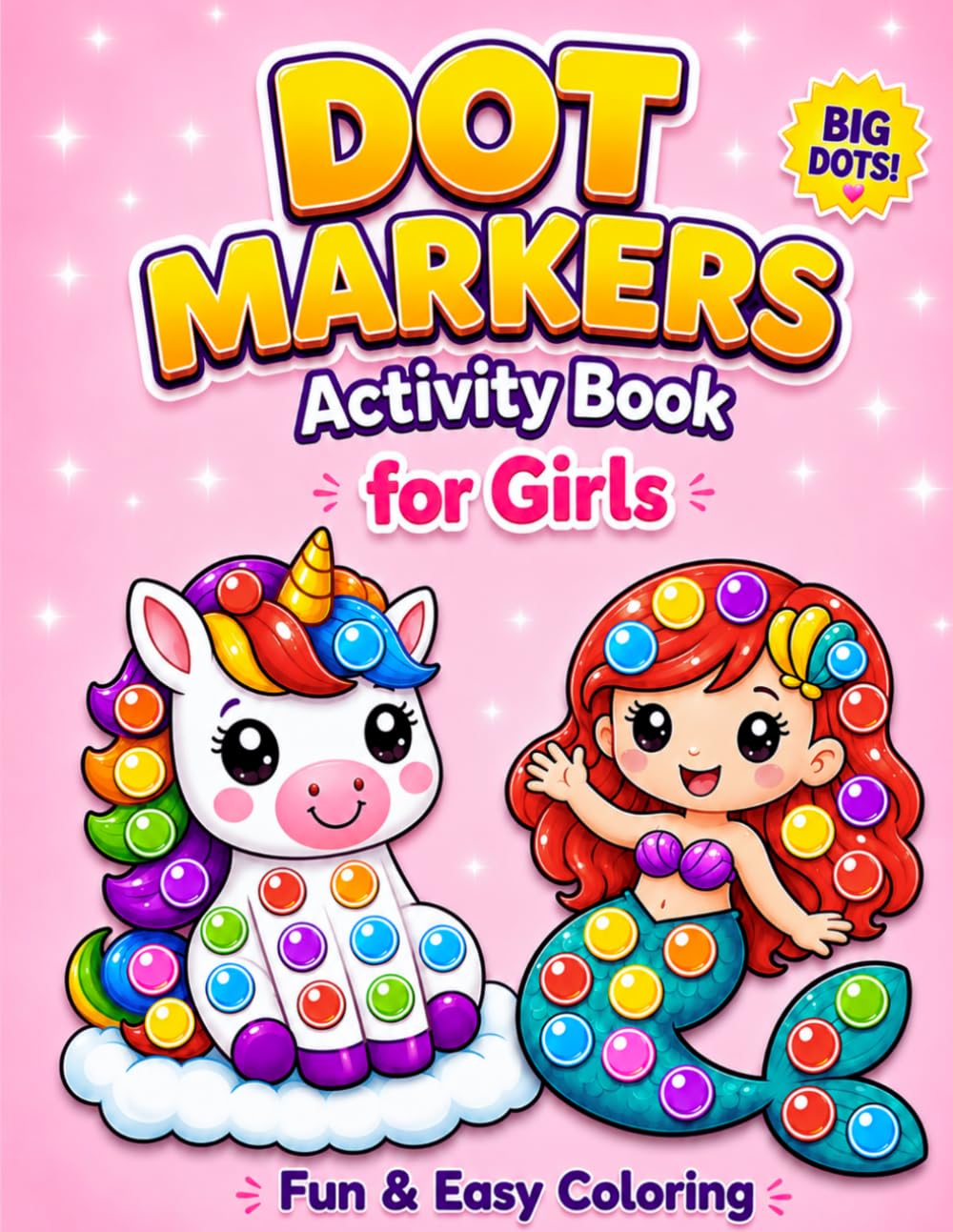 Dot Markers Activity Book for Girls: Dot Art Coloring for Toddlers 1-3 and Preschoolers 2-5 with Cute Unicorn, Mermaid, Princess, Fairy & Ballerina Designs (Dot Marker Coloring Books)