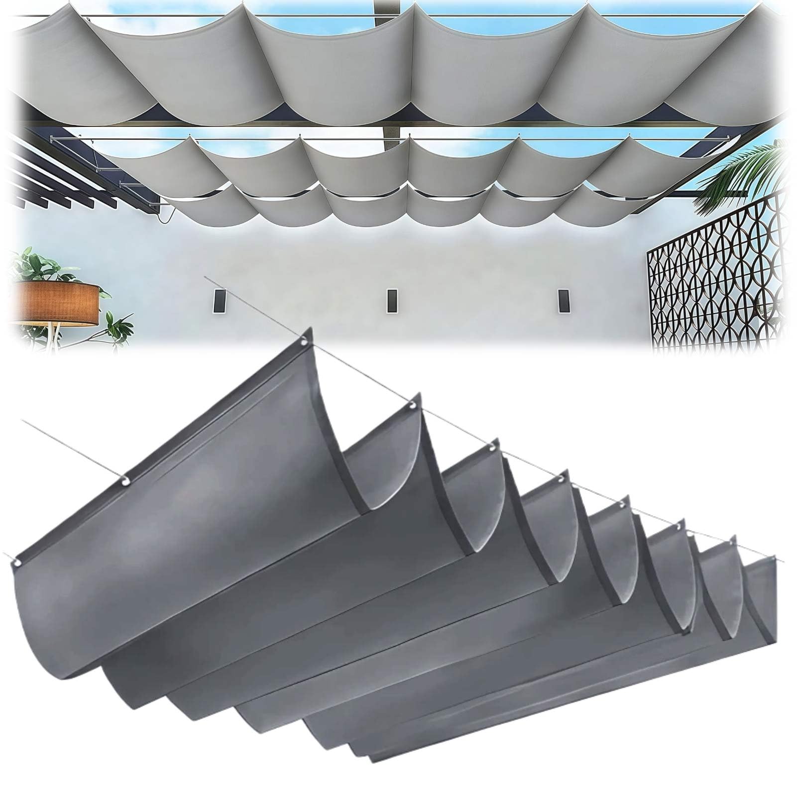 Ausziehbares Sonnensegel, wasserdicht, Polyester, windabweisend, für Terrasse, Hof, Terrasse, Carport, Dunkelgrau, 1,2 x 11 m (B x L)