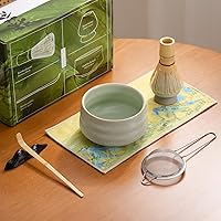 Vista 5 de Accesorio japonés para ceremonia de matcha, batidor de matcha, cuchara tradicional (chashaku), cuchara de té, soporte para batidor, 1 tazón de té, 1