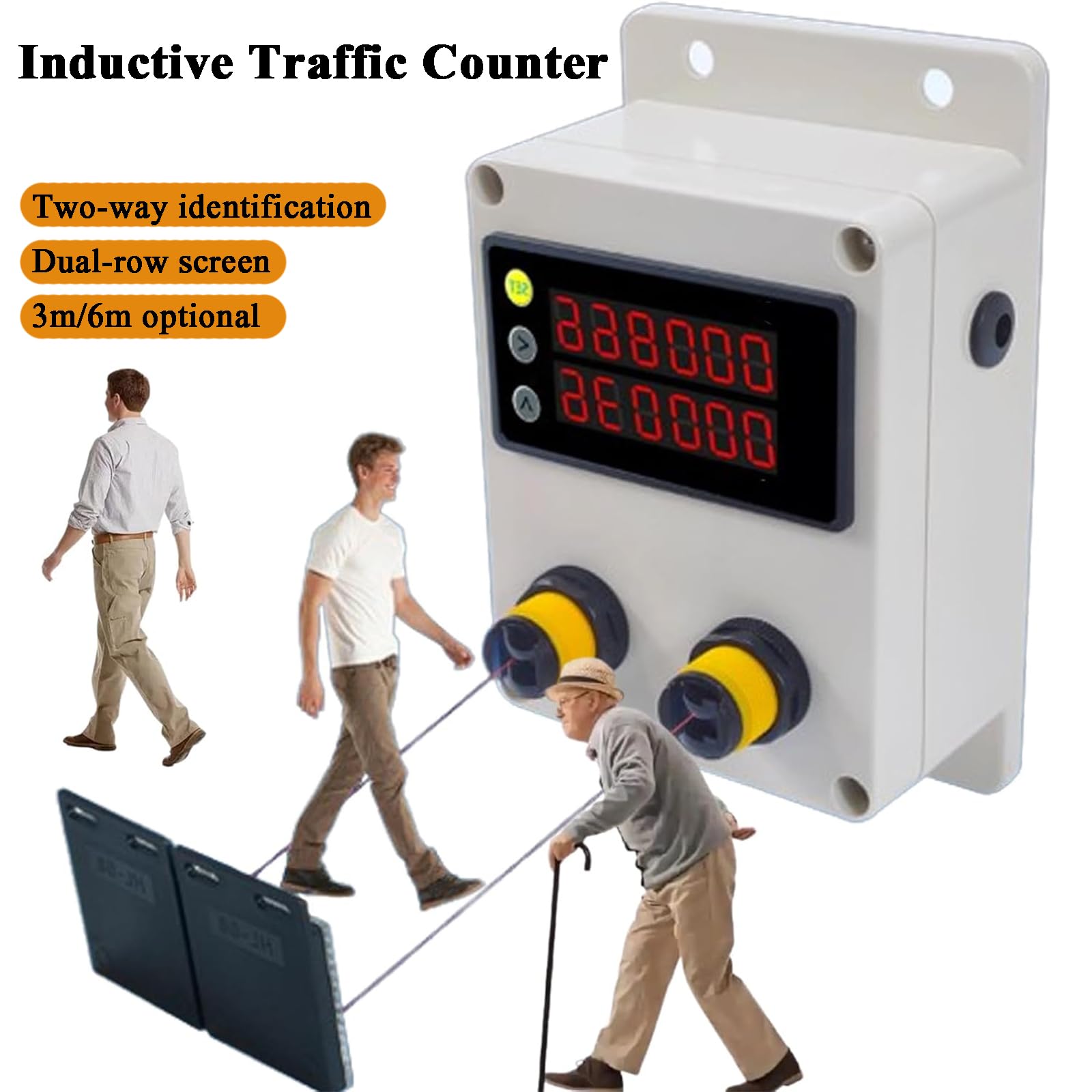 Contador de tráfico inductivo con pantalla de doble fila, función transparente independiente, ideal para supermercados, centros comerciales y parques
