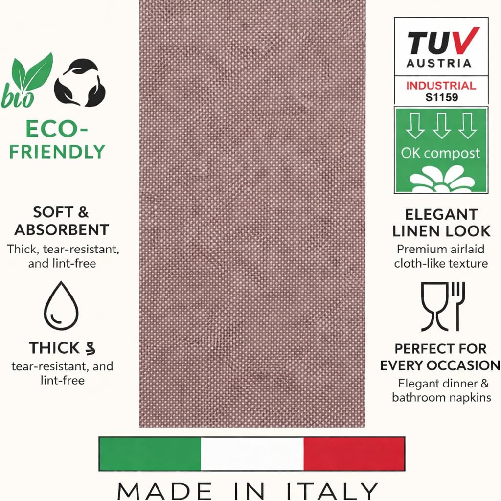 Asciugamani per ospiti usa e getta Made in Italy effetto lino – Tovaglioli da bagno Airlaid di alta qualità, morbidi e assorbenti, asciugamani di lusso eleganti tovaglioli da cena per feste