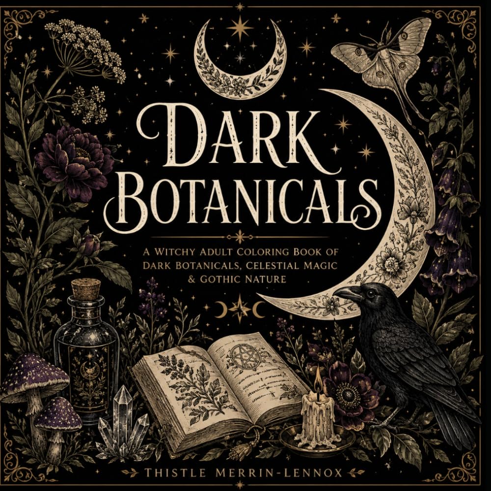 Dark Botanicals: A Witchy Adult Coloring Book of Dark Botanicals, Celestial Magic, & Gothic Nature (The Dark Collection)