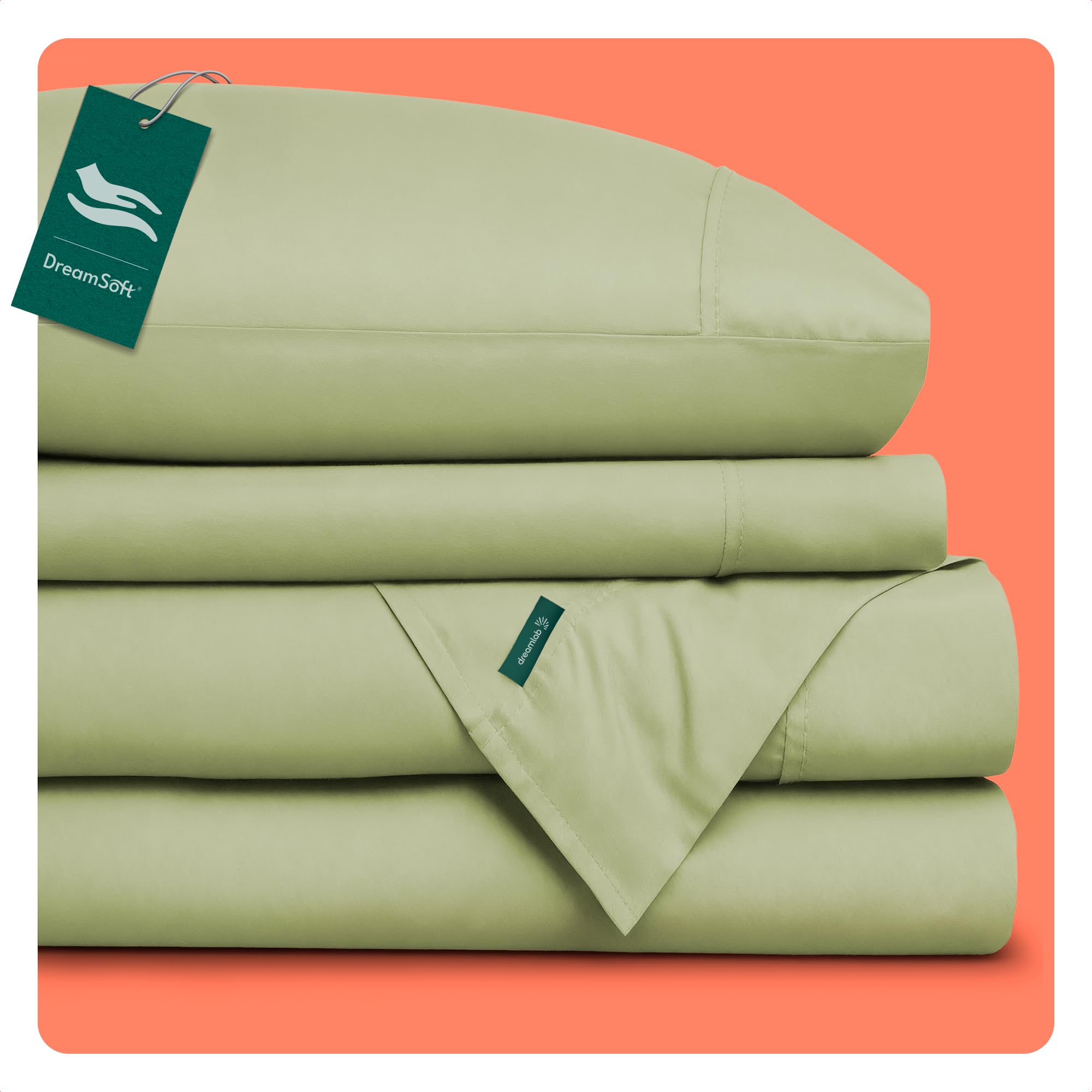 Dreamlab Juego de Sábanas Premier 1800 Collection. Sábanas de Microfibra de Lujo de Doble Cepillado (Verde Olivo, Matrimonial)