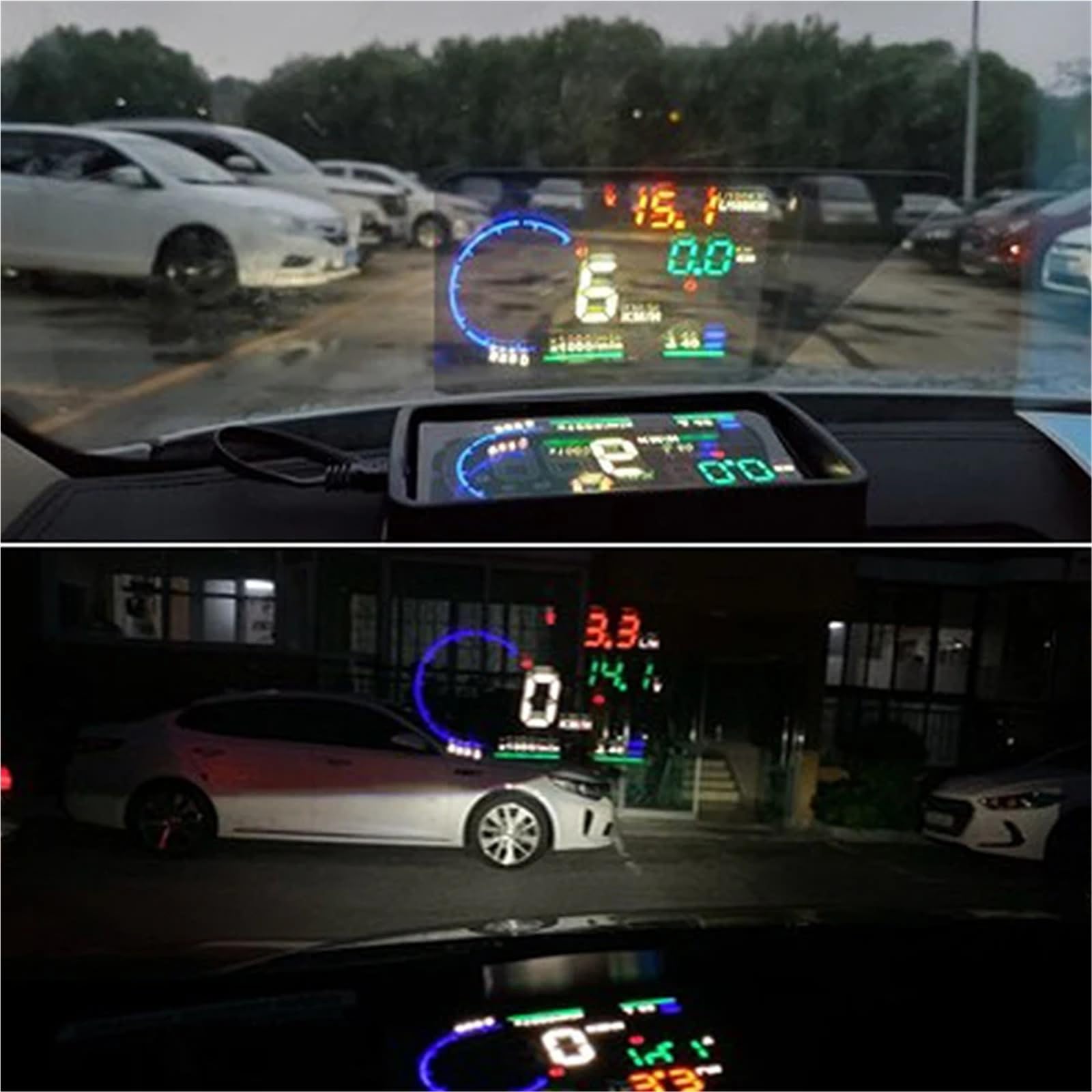 Car Speed HUD Speedometer Oil Consumption Water Temperature Head Up Display Battery Voltage OBD Windshield Projector Truck