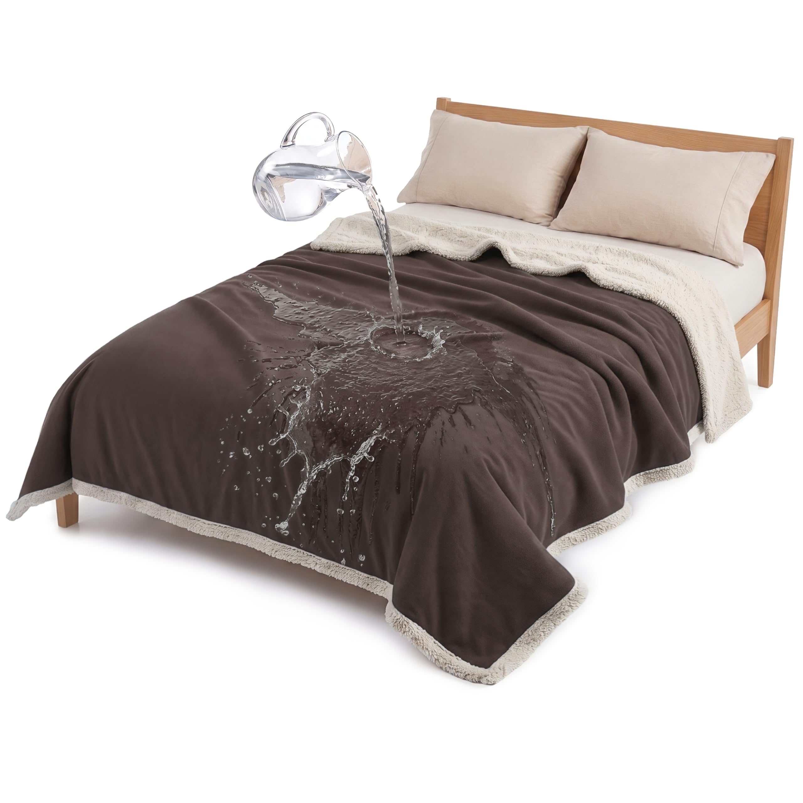 Catalonia Classy Couverture de Chien imperméable à l'eau pour canapé - lit, Housse de Protection imperméable pour canapé - lit Couverture de Chat Anti - Rayures XL 203x229, Marron/Taupe