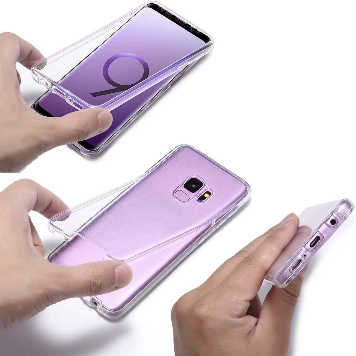 Casetego Compatible with Galaxy S9 Case,360 Full Body Two Piece Slim Crystal Transparent Case with Built-in Screen Protector for Samsung Galaxy S9-Crystal Clear