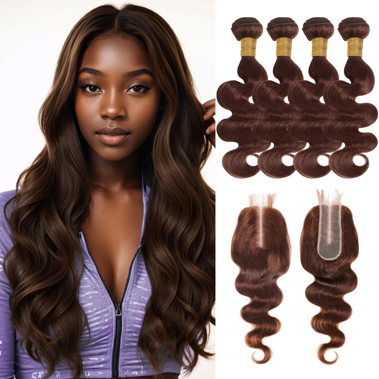 Amazon.com: ALHER Color #4 Chocolate Brown Bundles with 2x6