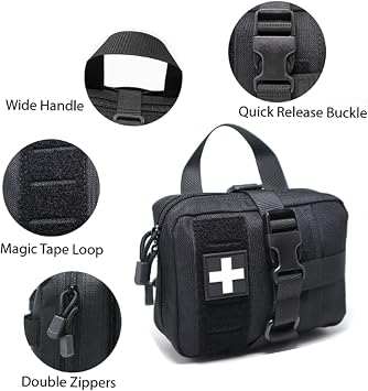 Rip-Away MOLLE IFAK Pouch – Compact Tactical First Aid Holder for Outdoor & Emergency Use(Sold Empty(Black)