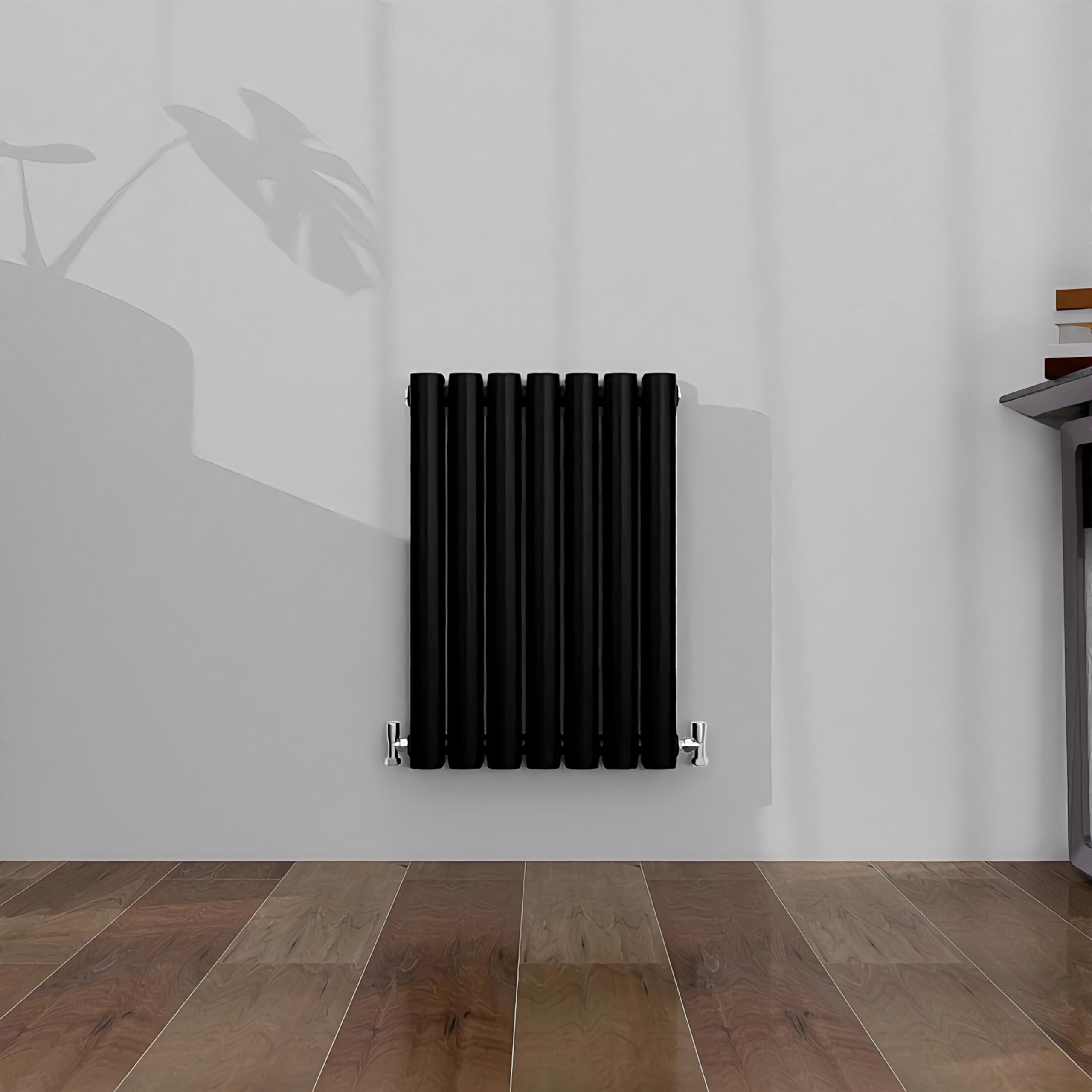 SLINE SANITARY Horizontal Oval Column Rradiator Bathroom Central Heating Black 600×413mm Double Panel Radiator