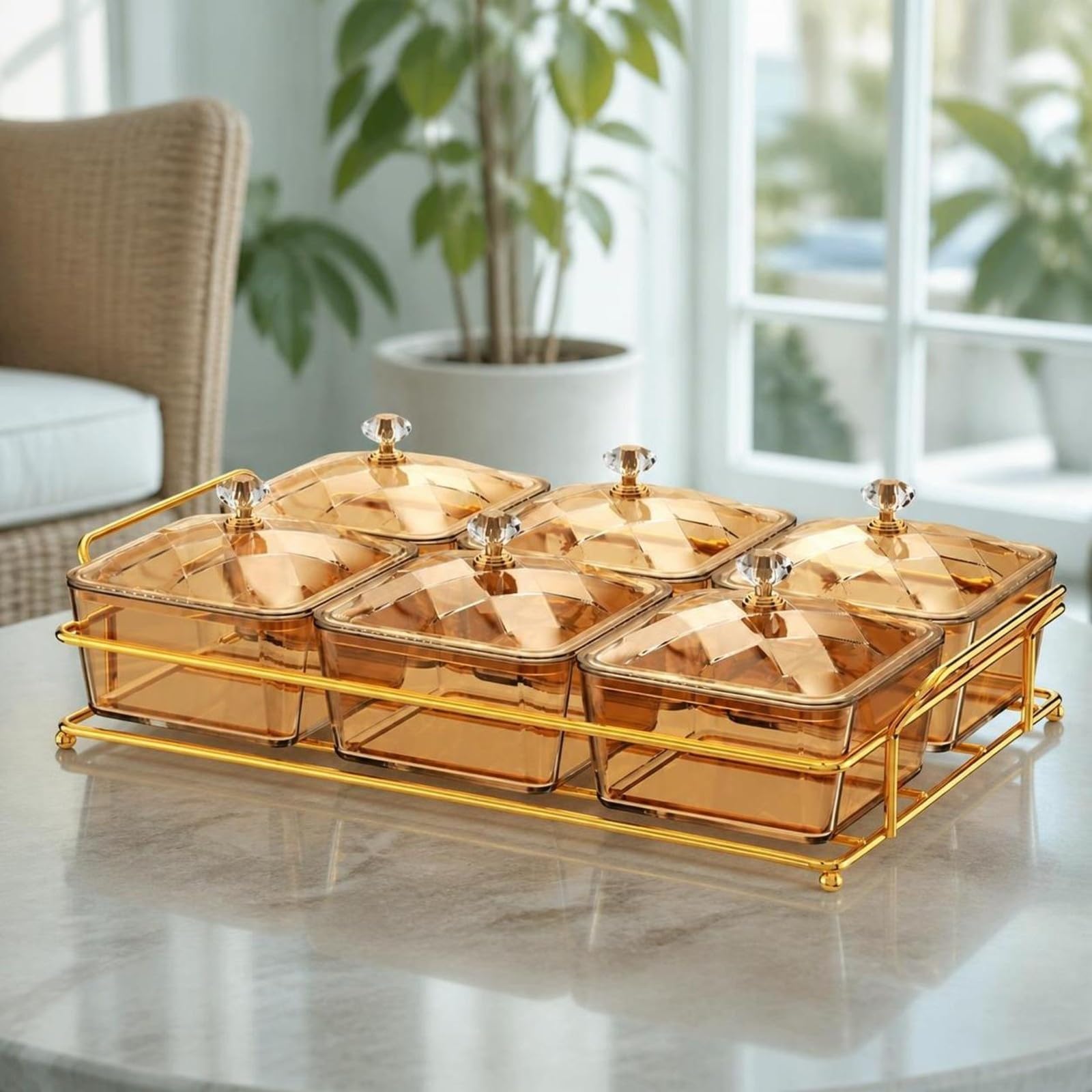 Leicht zu reinigen Box mit Fächern Transparent, Süßigkeiten-Organizer mit Fächern, abnehmbar, Snackschale Griff, für Buffet, Gastgeber