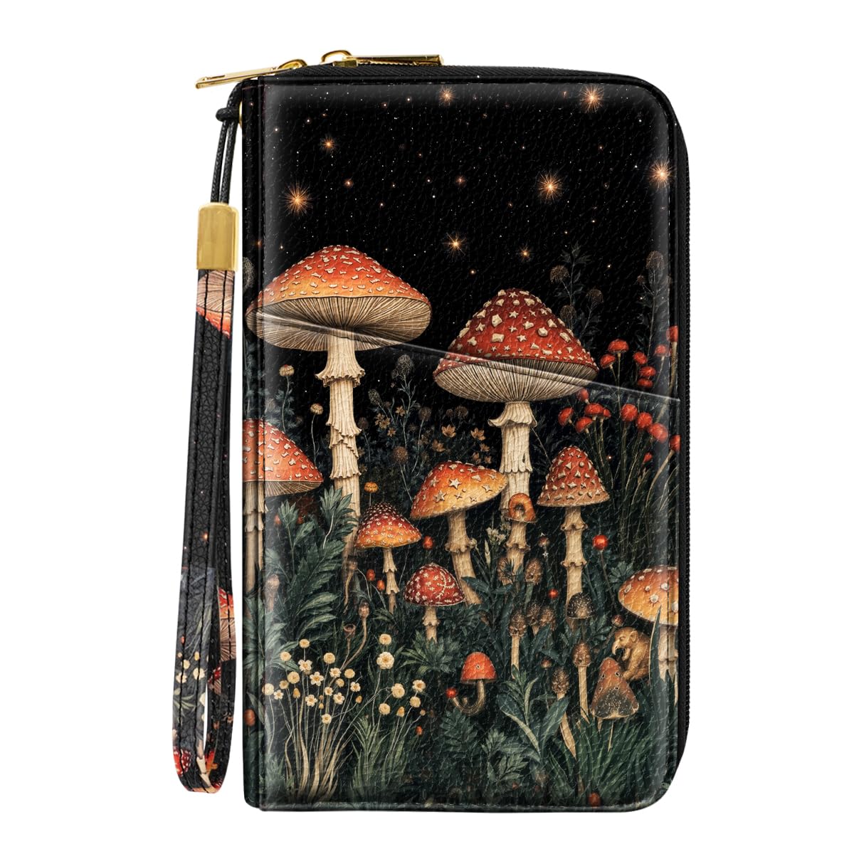 Family Passport Holder Wallet RFID Blocking Document Organizer PU Leather Mulit-purpose Travel Wallet Credit Cards Case for Women Men, Mushroom-image-47