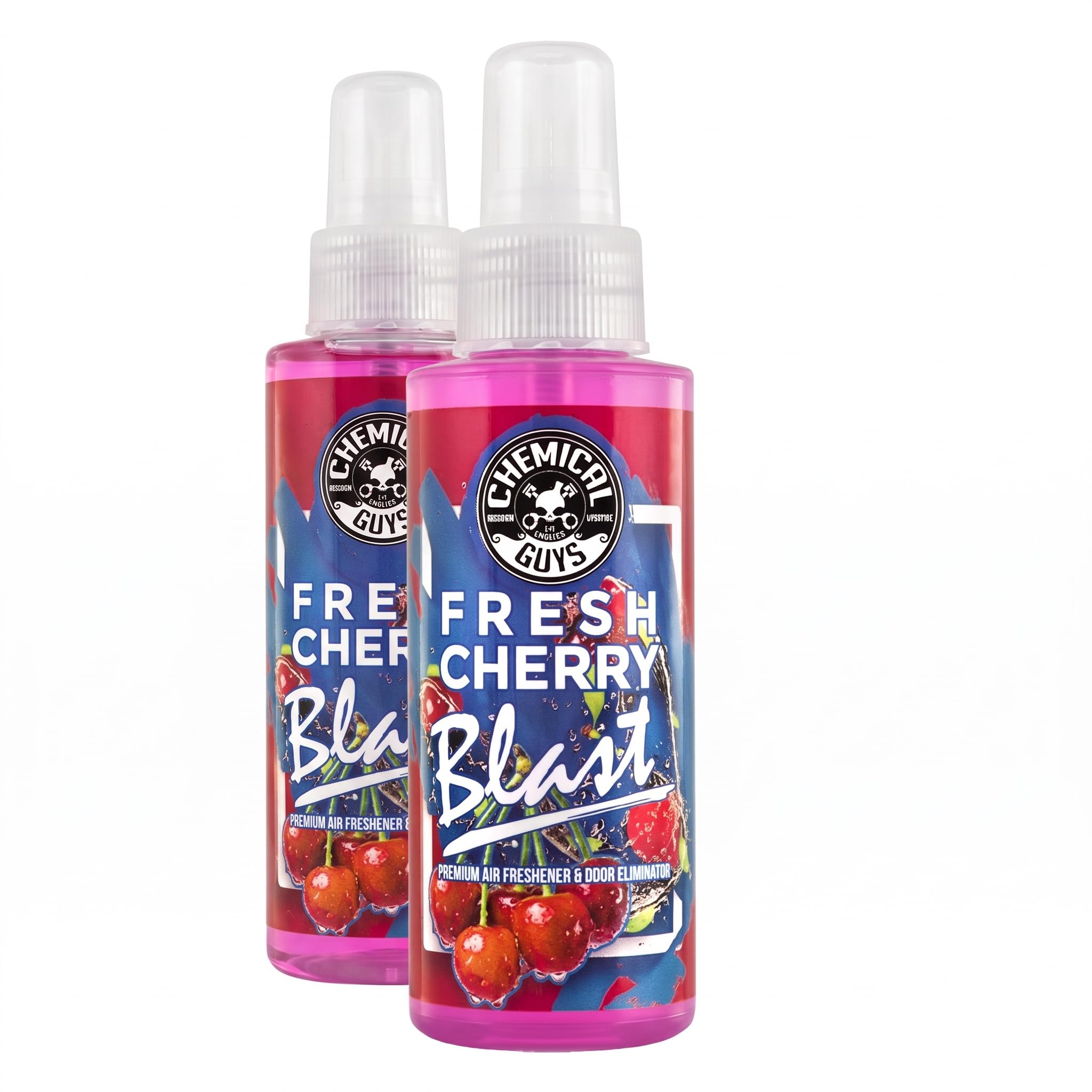 Chemical Guys AIR22804 Fresh Cherry Blast Premium Air Freshener &amp; Odor Eliminator, (Great for Cars, Trucks, SUVs, RVs, Home, Office, Dorm Room &amp; More) 4 fl oz (Pack of 2)