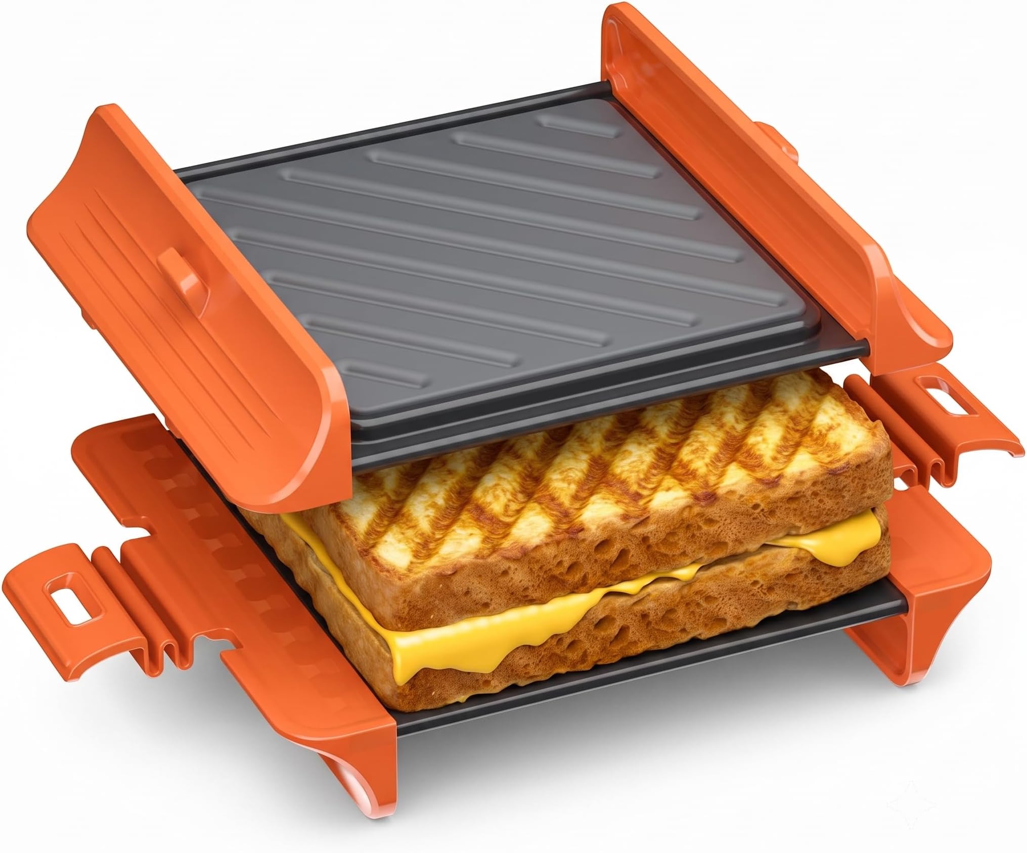MACONEE Microwave Sandwich Maker & Panini Press, Grilled Cheese Crisper | Microwaveable Golden toasted outside, nonstick heating plates, fast heating for quick breakfasts, dishwasher safe