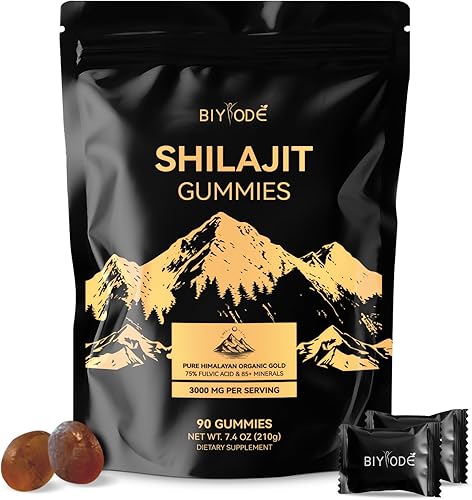 Gomitas Shilajit Shilajit puro del Himalaya ricas en Ashwagandha Gaulshura ácido fúlvico 85 micronutrientes adecuados para hombres y mujeres, sin