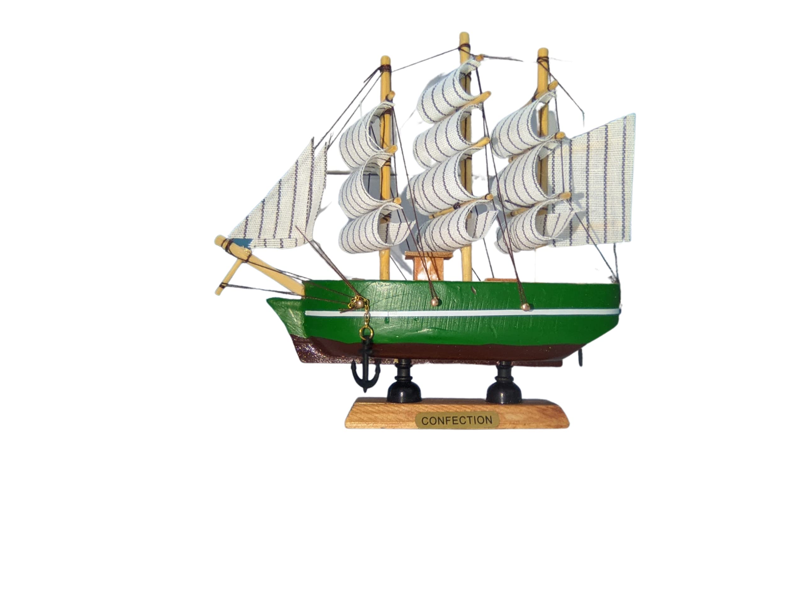 SHAHAZ CRAFTS? Wooden Decorative Sailing Ship | Best Showpiece for Office and Home Decor | Multicolor | Home Decorative Wooden Sailing Ship Nautical Showpiece (White)