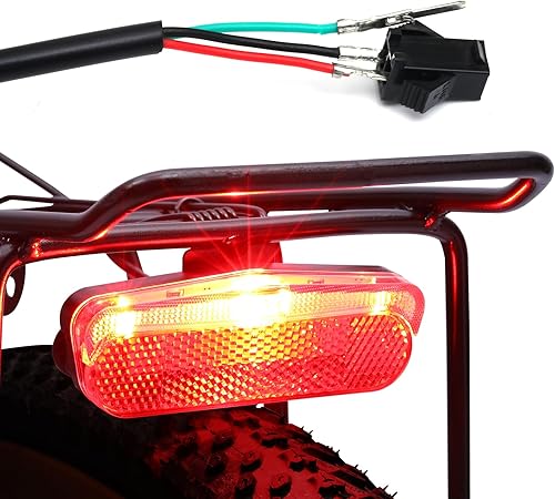 Luz trasera EBike con conector SM, CC 6V-60V, reflector integrado, se adapta a montaje en rack de 1.969 in3.150 in, impermeable IPX5, con 2 opciones