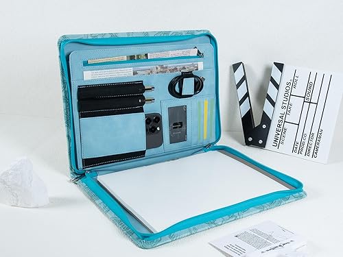 Miniatura 2 de Nombre grabado gratis, folio personalizado, cartera de piel sintética en relieve con cremallera, organizador de documentos profesional con soporte