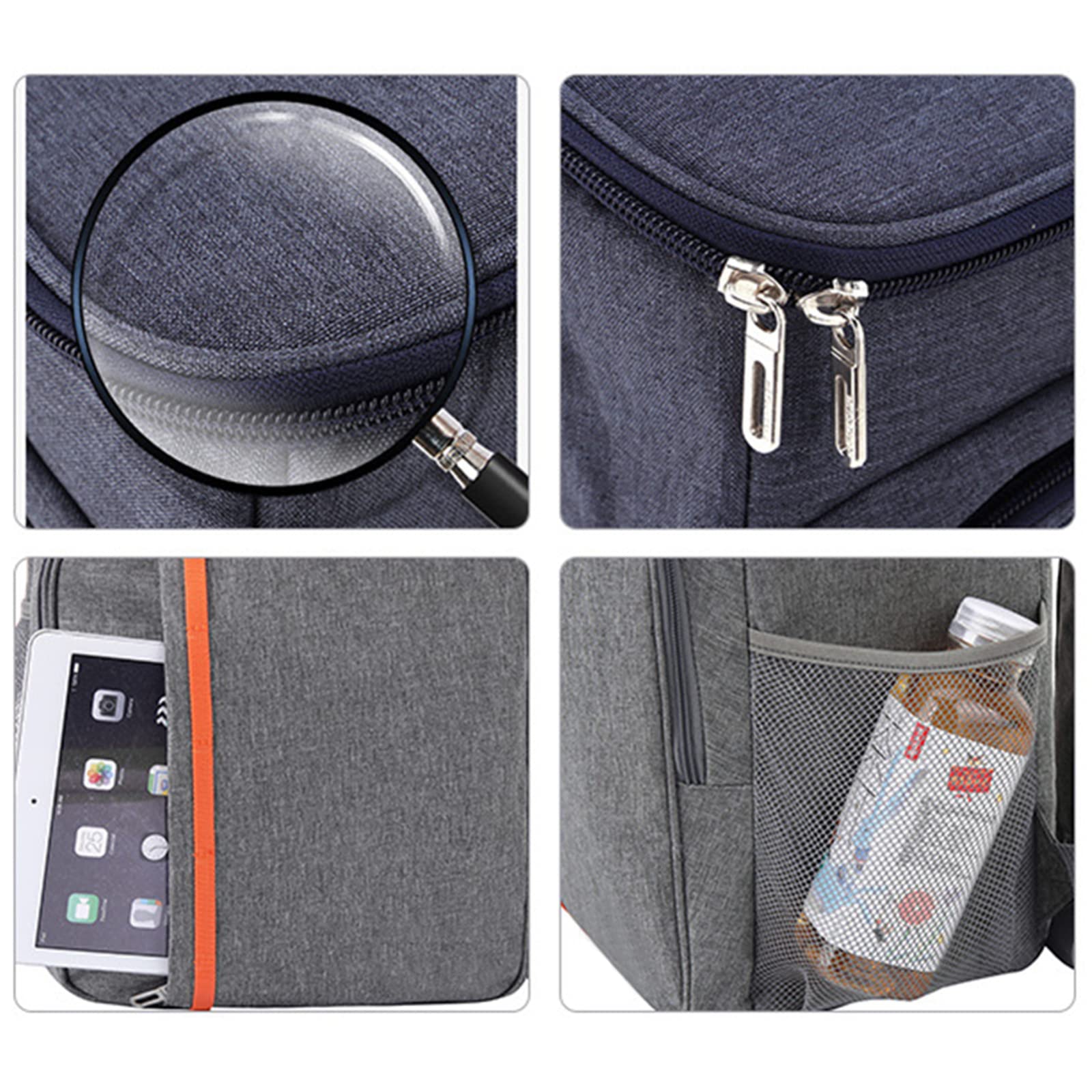 Zaino Termico Isolante da Picnic, Set di cestini da Picnic, per Coppie in Famiglia, Zaino Termico Leggero per Pranzo,Pesca,Escursionismo,Campeggio,Spiaggia,Barbecue(Grigio)