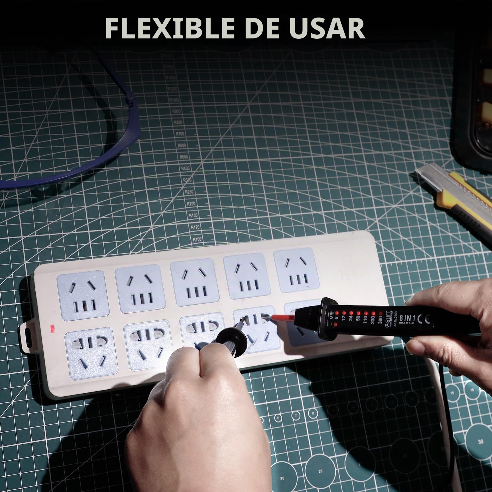 CCLIFE Probador de Tensión Bipolar 6-380V AC/DC con Pantalla LED – Test de Fase Robusto y Ergonómico (sin batería)