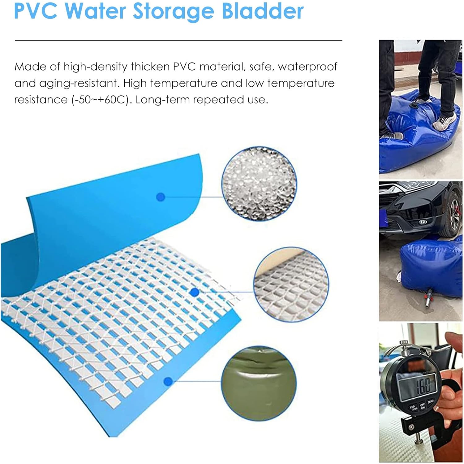 Water Storage Bladder Containers Portable Soft Water Storage Bladder Cube, Building Construction Water Surge Tank/Reservoir Tank, Rain Water Barrel for Emergency Allotment Watering(3x1.2x0.7m/4200L/11
