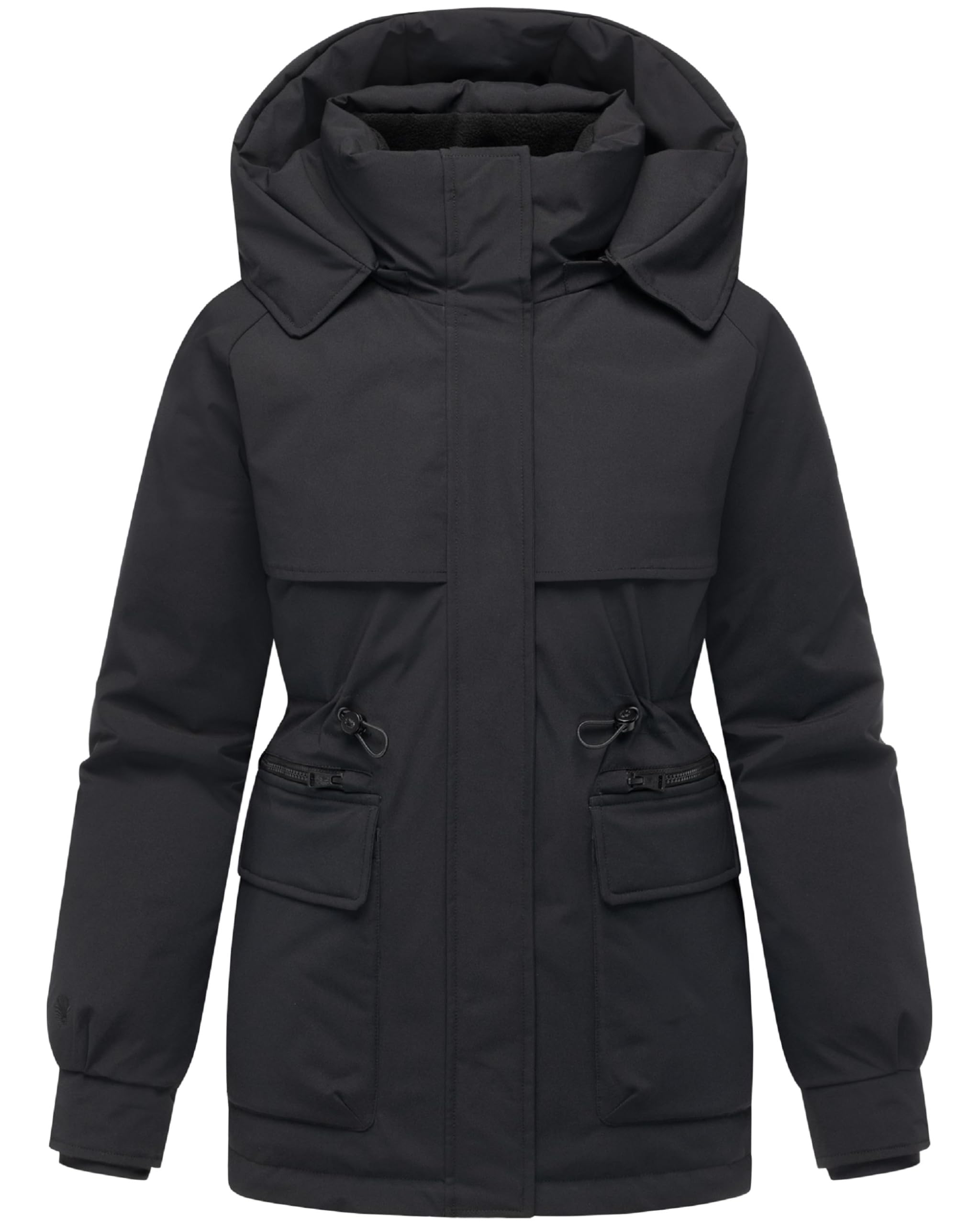 MARIKOO Cappotto lungo da donna caldo invernale con cappuccio rimovibile, bottoni magnetici e cordino in vita Shigaraa XVI S-3XL