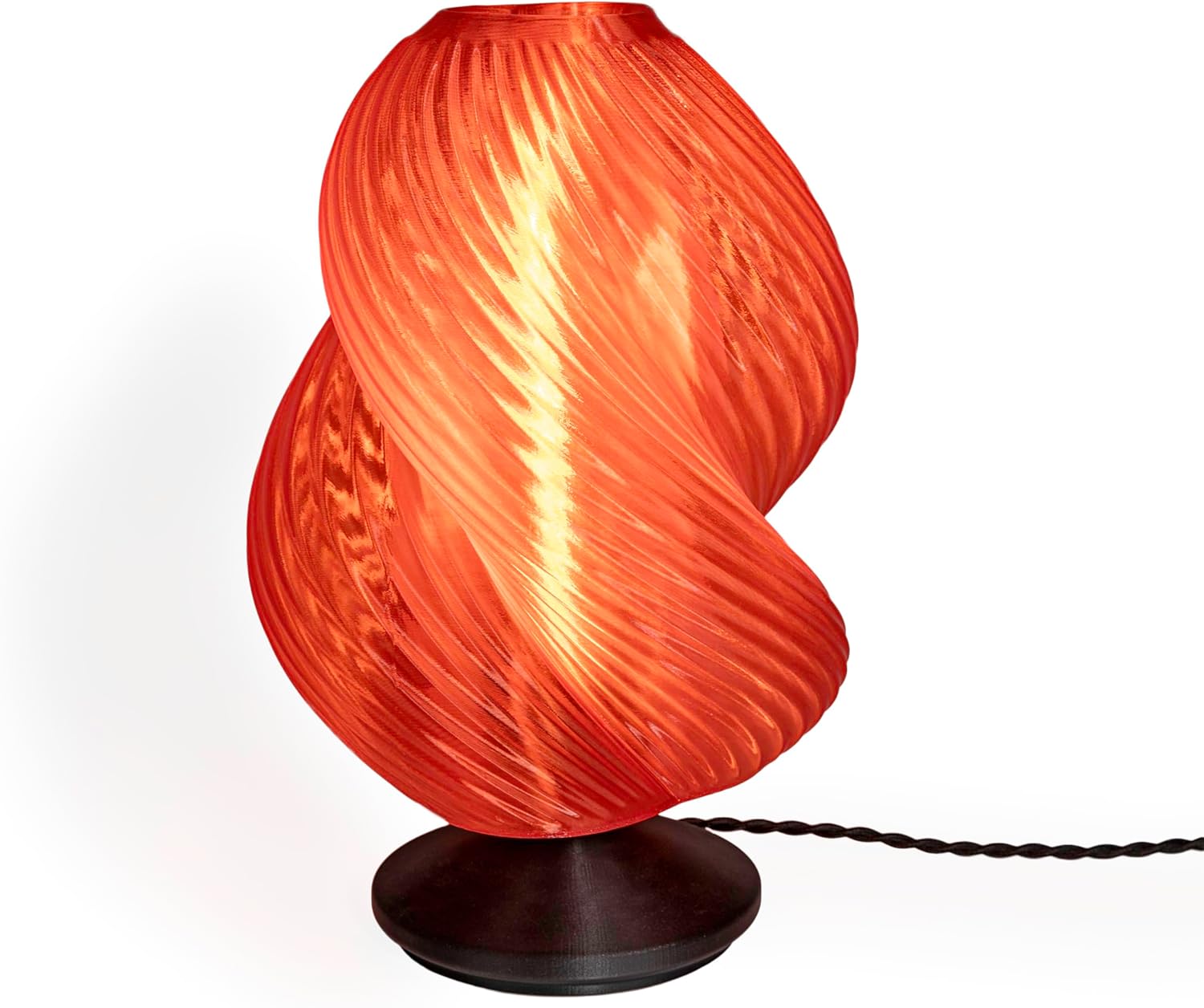 JONATHAN Y 13.5" Clear Red/Black 3D Printed Table Lamp, Plant-Based PLA Dimmable LED Bedside Lamp for Living Room Bedroom Nightstand USA1009A