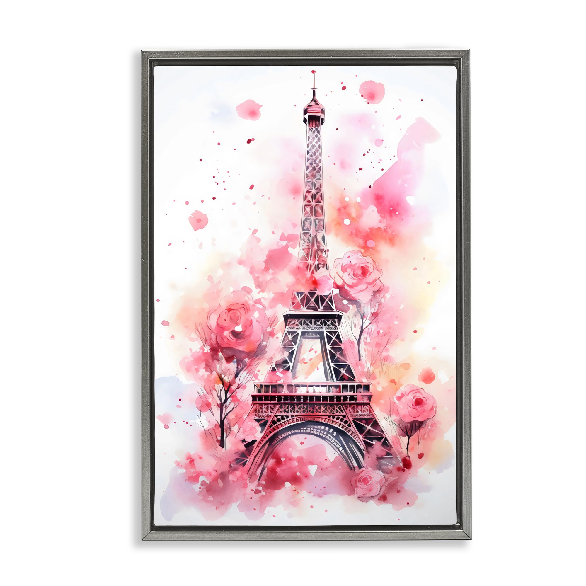 'Eiffel Tower In Roses'| Floating Frame Canvas Art