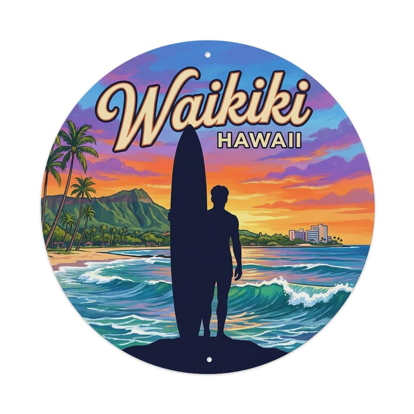 Vintage Travel Waikiki Hawaii Brilliance Metal Tin Sign