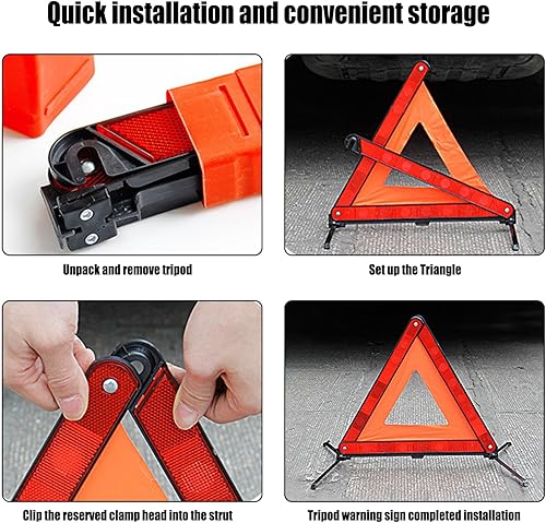 Miniatura 7 de gunhunt Paquete de 1 triángulos de advertencia estándar, advertencia de emergencia triangular reflectante, triángulo de seguridad plegable, señal de