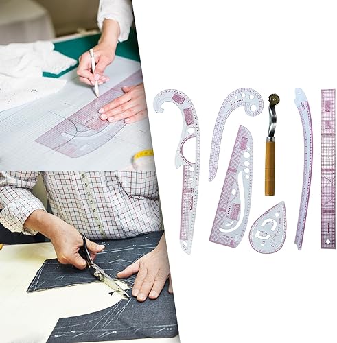 Miniatura 5 de YIJU Juego de reglas de costura, accesorios de costura, costura, principiantes, dibujo, portátil, duradero, profesional, herramientas de diseño, 6