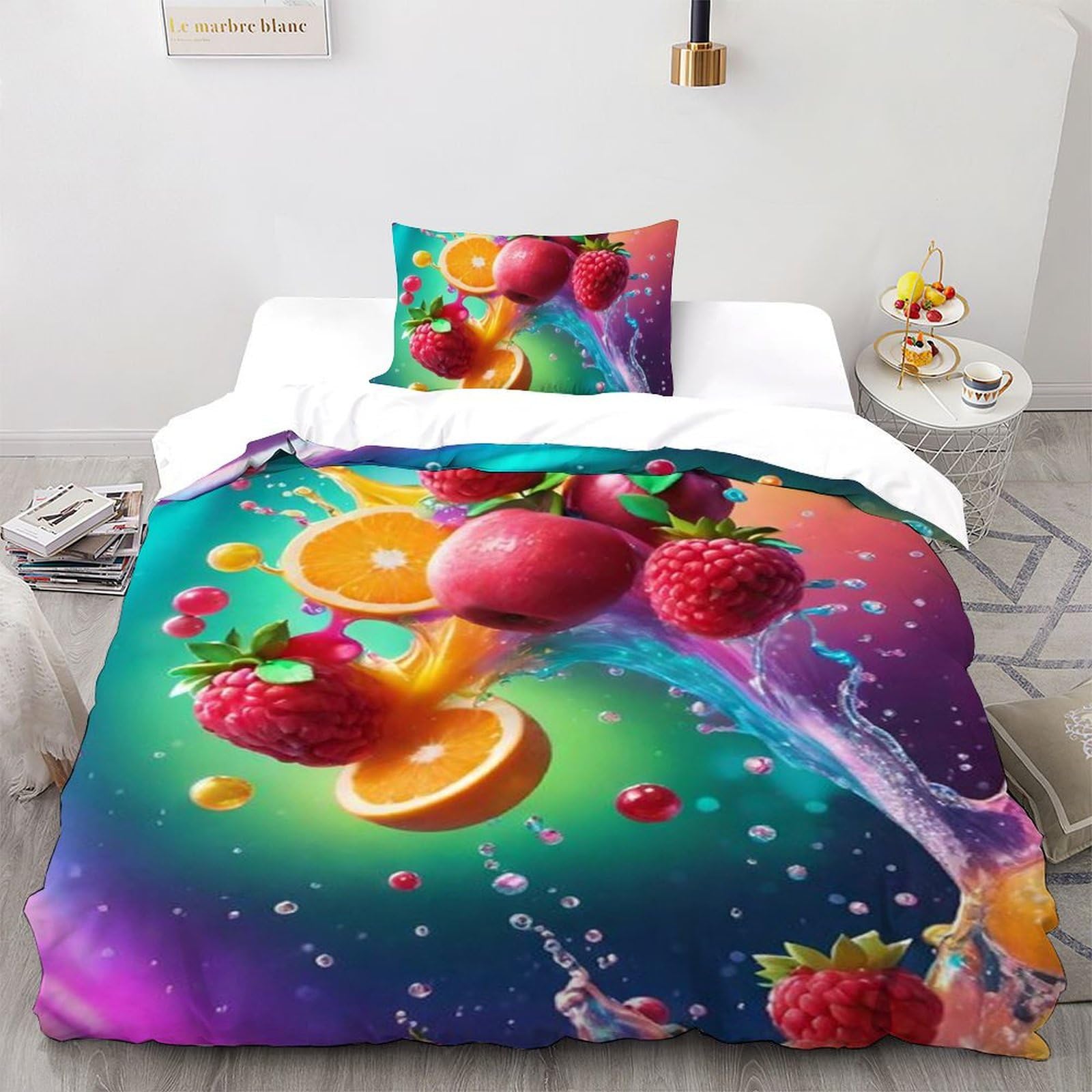 Housse de couette single fruits colorés pour créer une chambre d'enfant joyeuse et vitaminée