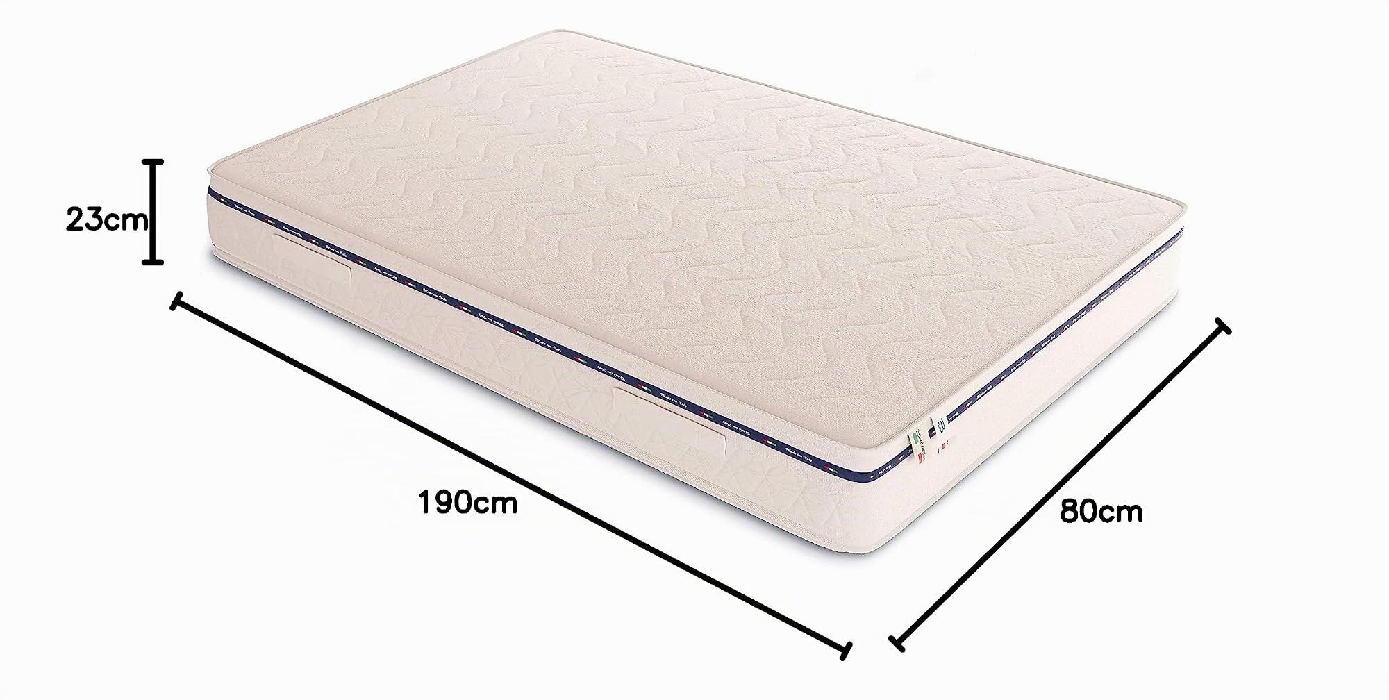 Baldiflex Emporio Amazonia Top Materasso, con Rivestimento Anallergico e Antiacaro, per Letto Singolo, in Memory Foam da 4 cm e waterfoam da 17 cm, Poliuretano, 80x190x23 cm