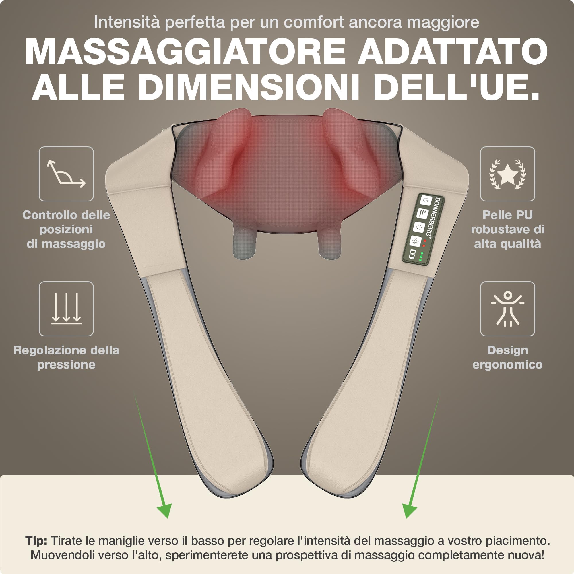 DONNERBERG® Proneck Massaggiatore Cervicale Shiatsu Senza Fili Con Calore | Massaggio Intenso Per Collo, Spalle E Trapezio, Calore A Infrarossi, Testato Da TÜV, 7 Anni Di Garanzia Sul Motore