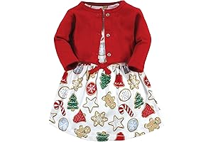 Baby Girl Organic Cotton Christmas Dress and Cardigan Set