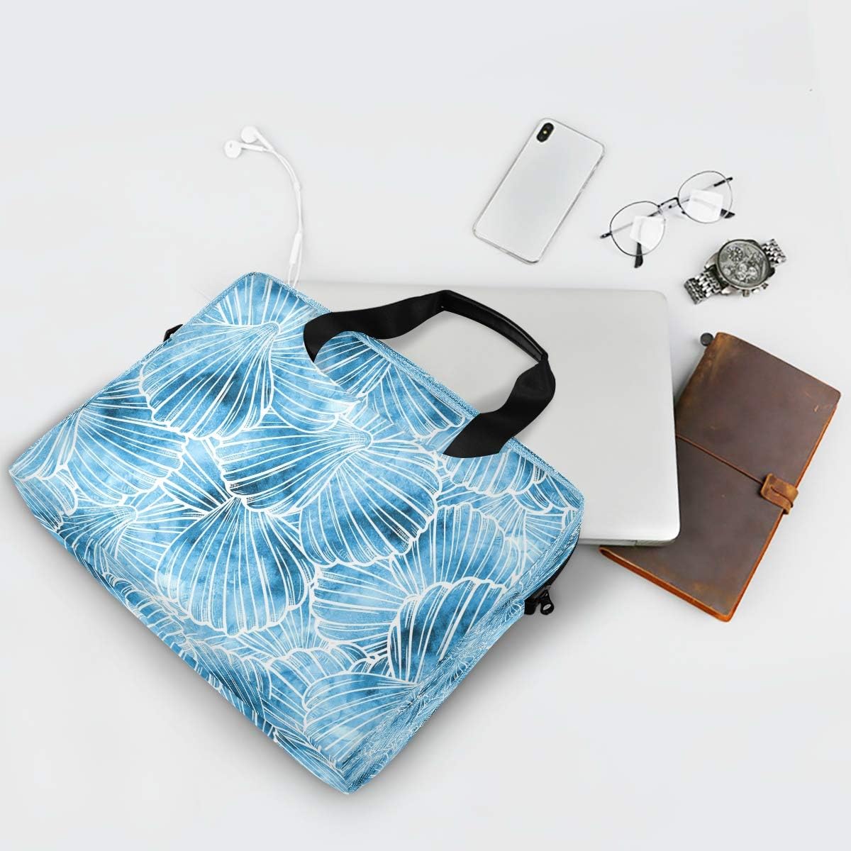 Laptop Bag Sea Seashell Art Paintig Laptop Sleeves Case for 13 14 15.6 Inch Computer Tablet Briefcases Carrying Case Shoulder Bag for Work