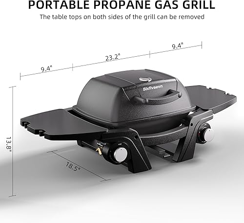 Miniatura 7 de Parrilla de gas portátil, parrilla de propano portátil, parrilla de gas propano, 24,000 BTU para exteriores, pequeña parrilla de barbacoa con dos