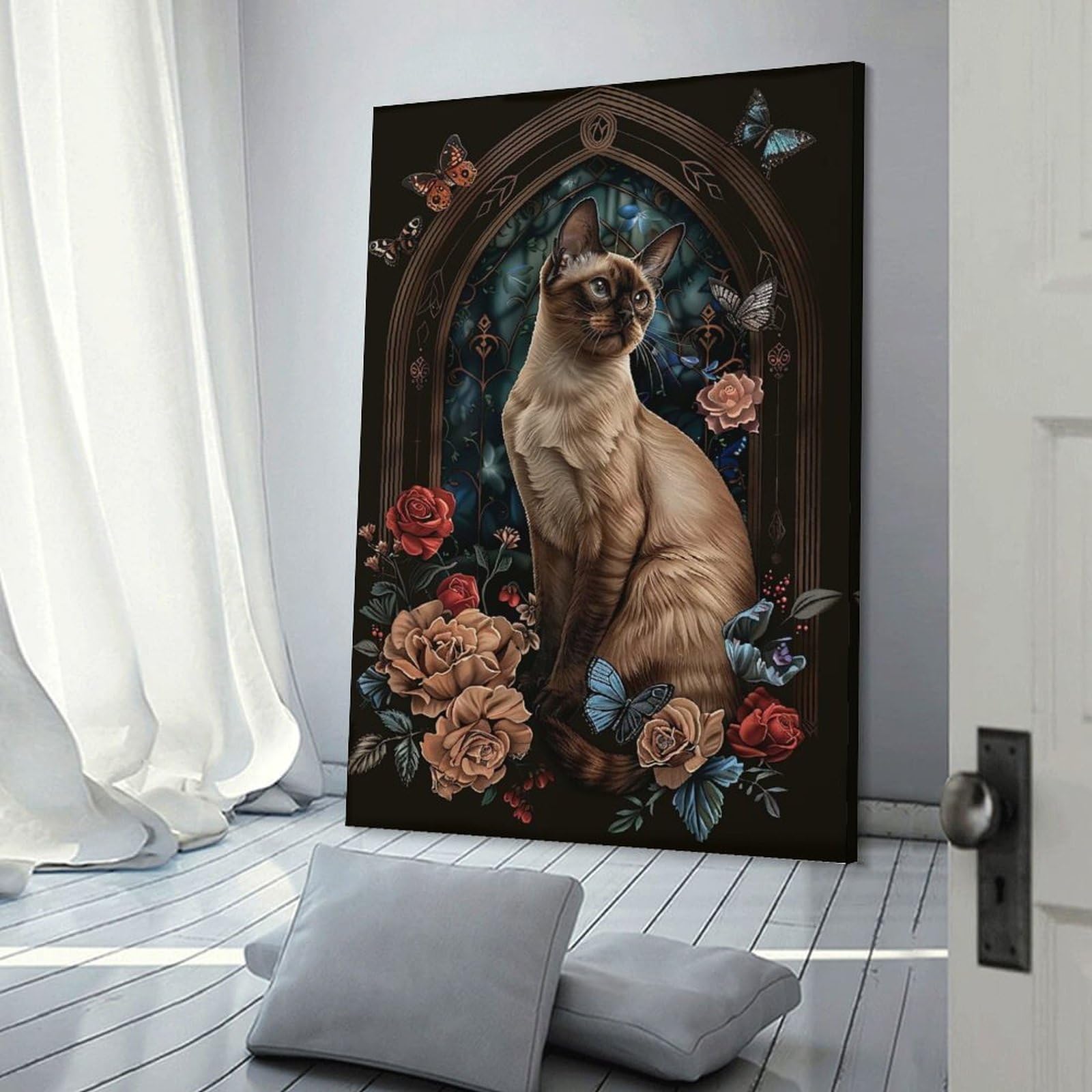 Junmoney Burmese Home Decor Wall Art, 24x36inch(60x90cm), for Home, Office, Studio Or Guest Room, An Adaptable Decor Piece for Home Use