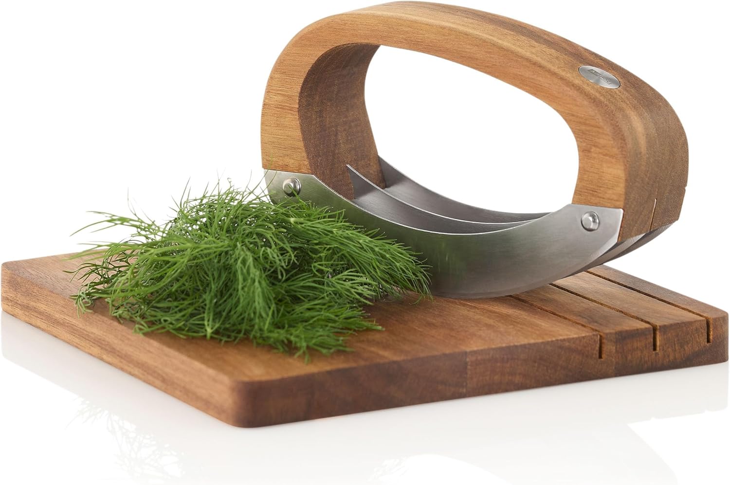 AdHoc RoccaVerde Chopping Knife - Chef Knife with Chopping Board - Multi-Purpose Tool Made for Easy & Everyday Use - Knife with Ergonomic Acacia Wood Handle - Acacia Wood Chopping Board