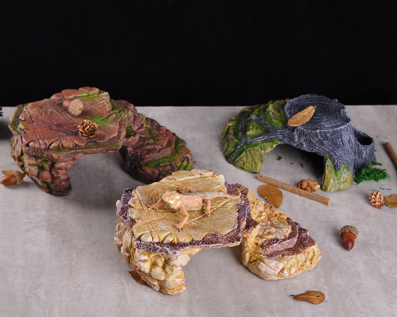 IBWell Turtle Basking Climbing Platform Aquarium Fish Tank Ornament Reptile Climbing Ramp Decorations for Salamanders Amphibians Newts, Terrace Tortoise Resting - Sienna