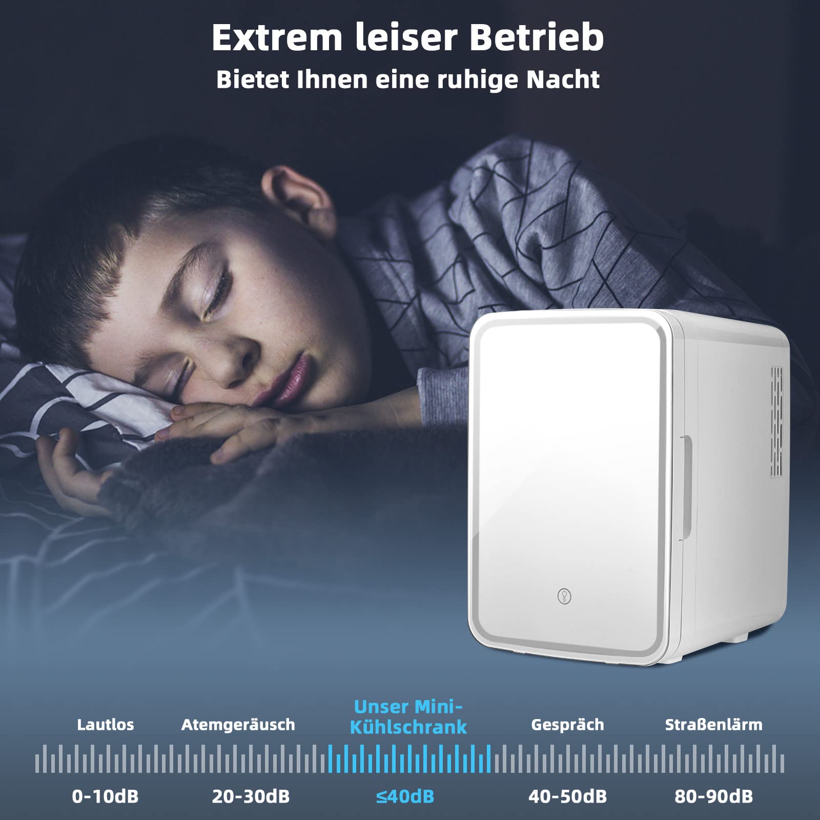 RELAX4LIFE Mini-Kühlschrank 10 L, Kosmetika-Kühlschrank für Kühler & Heizen mit 3 Helligkeitsstufen Einstellbarem LED-Licht&Spiegel&Abnehmbaren Regalen, Tragbarer Getränkekühlschrank für Zuhause