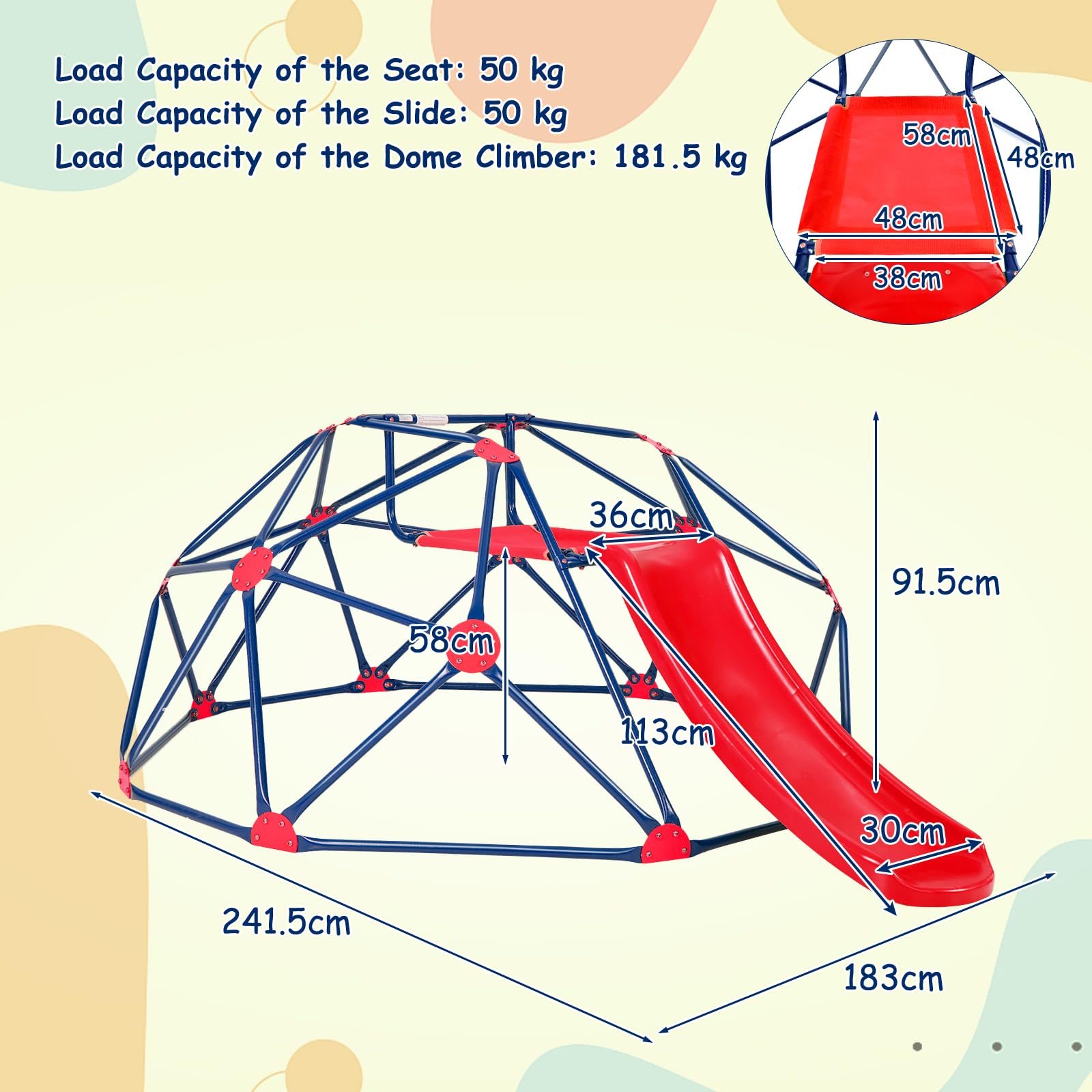 RELAX4LIFE Cuccia da Arrampicata con Scivolo per Bambini, Struttura per Arrampicata da Giardino, Portata Fino a 180 kg, Scala da Arrampicata per Bambini 3-10 Anni (Rosso)